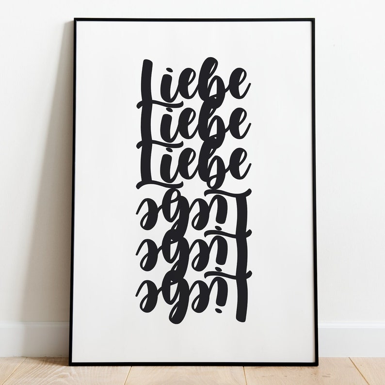 Liebe Poster Love Poster Love Printable Art Love Word Art Etsy