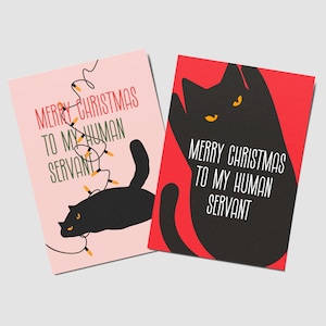 Weihnachtskarte, lot de 2 cartes de Noël chat, lustige Katze Weihnachten karte Geschenk