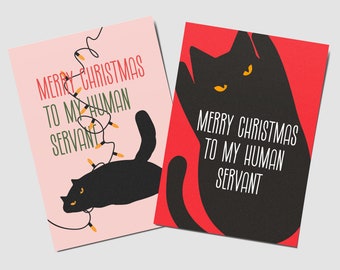 Weihnachtskarte, lot de 2 cartes de Noël chat, lustige Katze Weihnachten karte Geschenk
