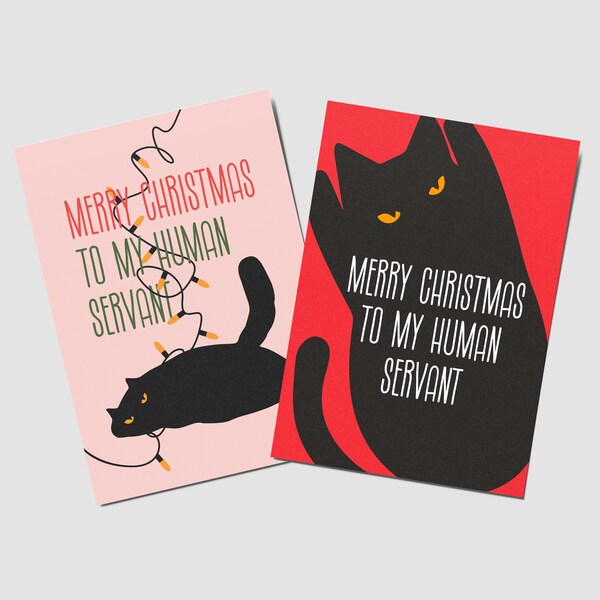 Weihnachtskarte, Set of 2 Christmas Cat card, lustige Katze Weihnachten karte Geschenk