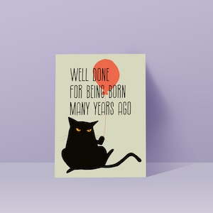 Carte d'anniversaire de chat, Katze Geburtstagskarte, carte de chat drôle image 4