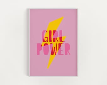 Girl Power Poster, Girl Power Print, Grl Pwr Poster, Printable Wall Art, Feminism Poster, Girl Room, Printable Wall Art, Feminist Quote