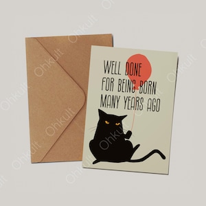 Cat Birthday Card, Katze Geburtstagskarte, Funny cat card image 3