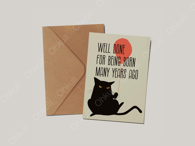 Cat Birthday Card, Katze Geburtstagskarte, Funny cat card image 3