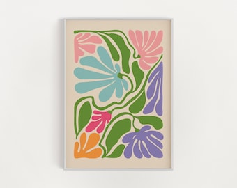 Colorful abstract botanical print, Digital Download Wall Print, Large Printable Art, Colorful Abstract Flower, Printable Art