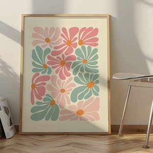Colorful Abstract pastel Flower, Abstract Botanical Flowers Poster, Digital Download Wall Print, Large Printable Art, Printable Art
