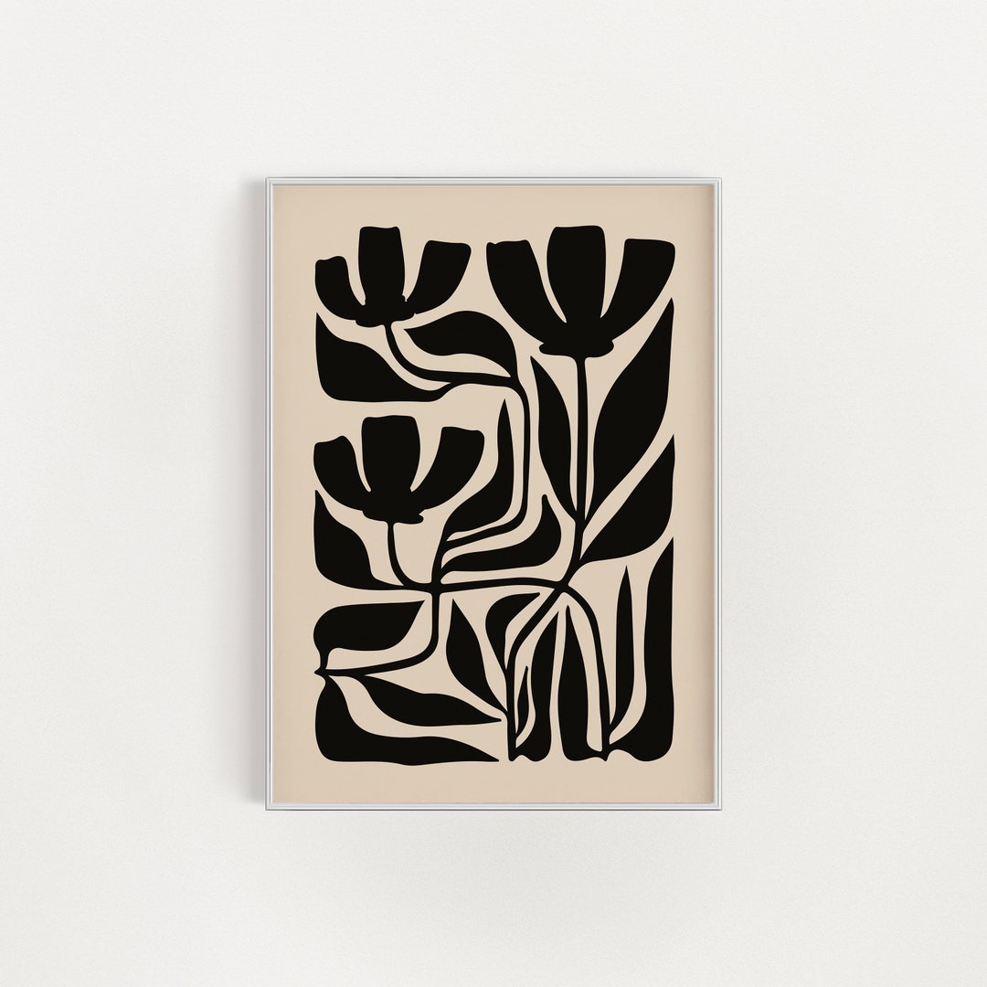 Abstract Botanical Flowers Poster, Digital Download Wall Print, Large