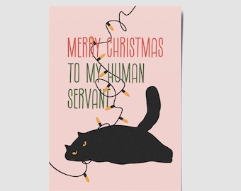 Weihnachtskarte, carte de Noël chat, lustige Katze Weihnachten karte Geschenk