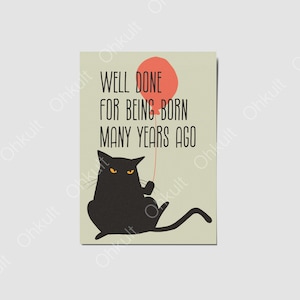 Verjaardagskaart kat, Katze verjaardagskaart, grappige kattenkaart