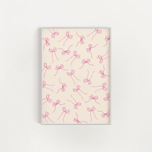 Pink Bow Print, Coquette Room Decor,  Dorm Room Essentials, Coquette Trendy Print,  Vintage Coquette Wall Art, Preppy Poster