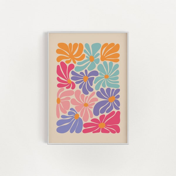 Colorful Abstract Flower, Abstract Botanical Flowers Poster, Digital Download Wall Print, Large Printable Art, Printable Art