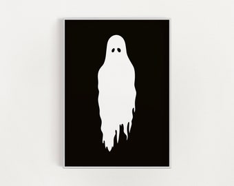 Halloween Ghost Poster, Halloween Print, Spooky Wall Art, Ghost Halloween Decor, Dark Art, Printable Large Poster, Ghost Artwork