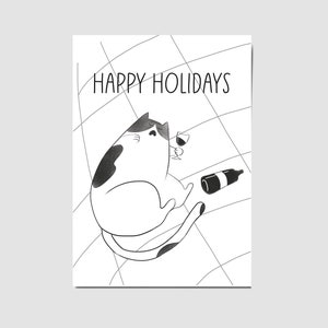 Carte chat de Noël - Carte postale amusante pour les fêtes, enveloppe incluse, parfaite pour les amoureux des chats