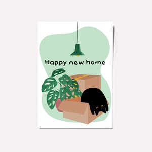 Lustige Umzugskarte 'Happy New Home', Karte für Katzenliebhaber, Lustiger Grußkarte 'Happy New Home'