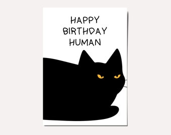 Carte d'anniversaire de chat, Katze Geburtstagskarte, carte drôle de chat, carte de voeux de joyeux anniversaire humaine