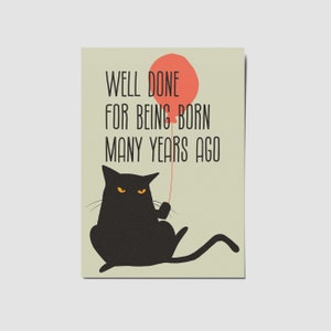 Cat Birthday Card, Katze Geburtstagskarte, Funny cat card