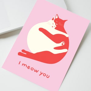 Valentinstagskarte, Katzen-Geburtstagskarte, I miow you-Karte, Katzen-Kuschel-Grußkarte, Grußkarte für Katzenliebhaber für Sie oder Ihn Bild 4