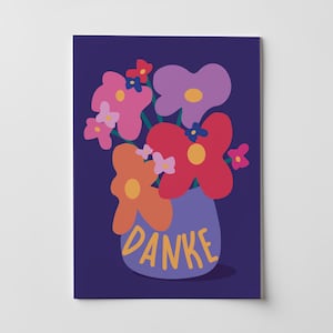 Greeting Card "Danke" ,Vibrant Colorful Flowers Thank You Card, A6 with Envelope image 4