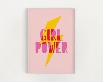 Girl Power Poster, Girl Power Print, Grl Pwr Poster, Printable Wall Art, Feminism Poster, Girl Room, Printable Wall Art, Feminist Quote