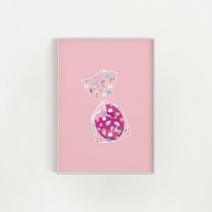 Candy Poster, Coquette Room Decor, Candy Poster Preppy, Pink Dorm Print, Coquette aesthetic, Coquette Girl Wall Art