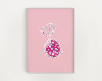 Candy Poster, Coquette Room Decor, Candy Poster Preppy, Pink Dorm Print, Coquette aesthetic, Coquette Girl Wall Art