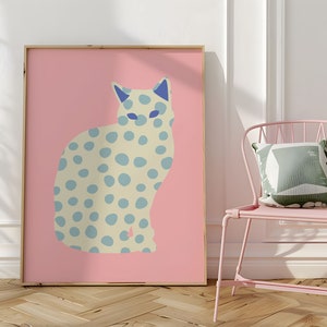 Cat Printable Wall Art, Cat Lover Present, Print Cat Art For Cat Owner, Pink Cat Wall Art, Cat Gifts for Women & Girls Room