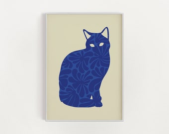 Cat Print Wall Art, Unique Cat Lover Decor, Perfect Gift for Cat Enthusiasts, Modern Cat Poster, Adorable Feline Art, Abstract Cat Print