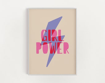 Girl Power Poster, Girl Power Print, Grl Pwr Poster, Printable Wall Art, Feminism Poster, Girl Room, large Printable, Feminist Quote
