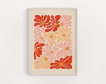 Bunte abstrakte Blume, abstrakte botanische Blumen Poster, digitaler Download Wand Druck, große druckbare Kunst, druckbare Kunst