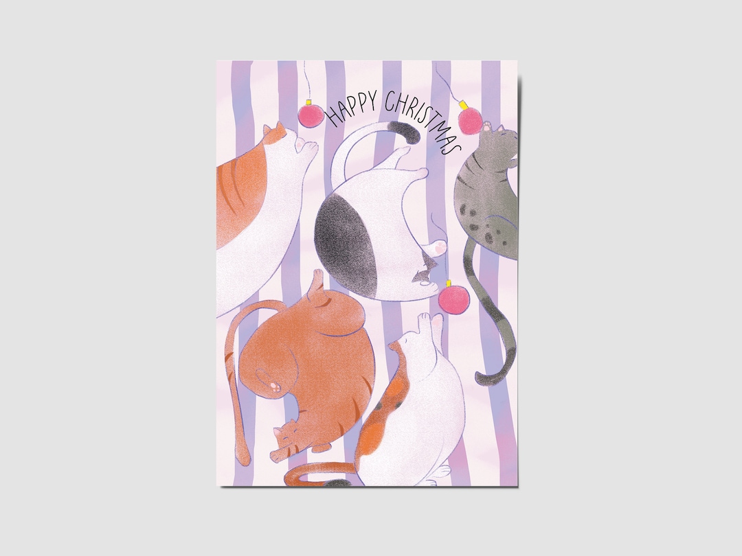 Cat Christmas Card, Greeting Card for Cat Lovers, Funny Holiday Card ...