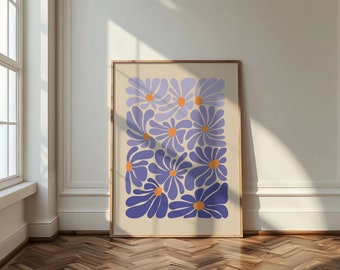 Bunte abstrakte Blume, lila Blumen, abstrakte botanische Blumen Poster, digitaler Download Wanddruck, große druckbare Kunst, druckbare Kunst