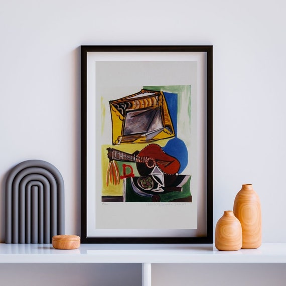 ピカソ - ギターのある静物画と額入り - Etsy 日本