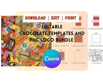 Chocolate TEMPLATE BUNDLE | Party Favor Template Canva Editable | DIY Hersheys Kitkat MMsBags