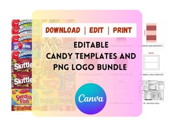 Candy TEMPLATE BUNDLE | Party Favor Template Canva Editable | DIY Chips Candy Bags