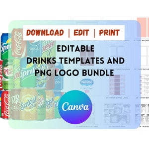 Soda TEMPLATE BUNDLE | Party Favor Template Canva Editable | DIY Coke Water Caprisun Bags