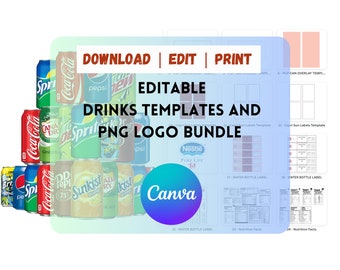 Soda TEMPLATE BUNDLE | Party Favor Template Canva Editable | DIY Coke Water Caprisun Bags