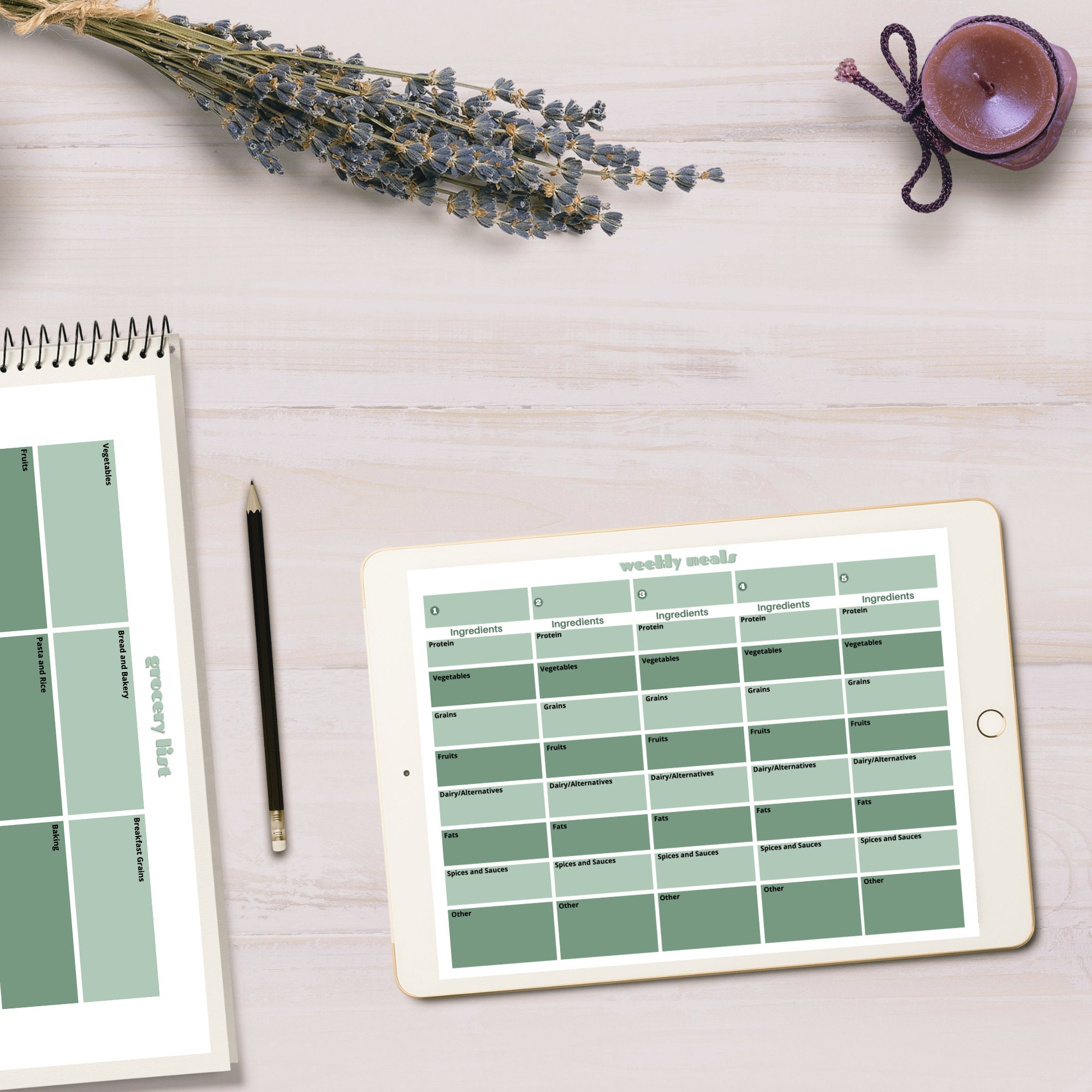 Weekly Meal Planner | 5 Dinner Meal Plan | Printable Ingredients and ...