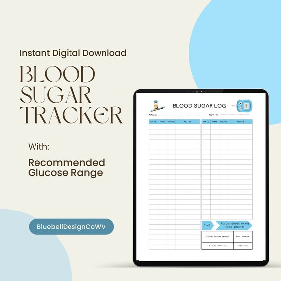 Blood Sugar Tracker Glucose Log Insulin Resistance and - Etsy
