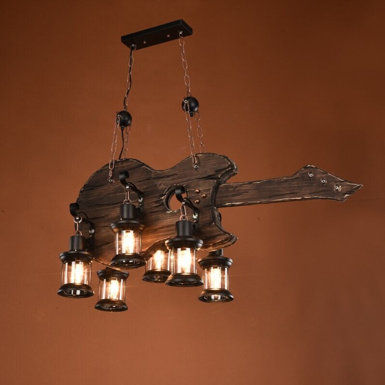 Guitar Shape Chandelier Pendant Light Dining Hall Cafe Bar Etsy