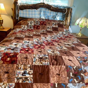 Western Quilt, Log Cabin Quilt, Queen Size Quilt, Patchwork Quilt, Custom Made Quilt, Sew Much Fun Quilt image 4