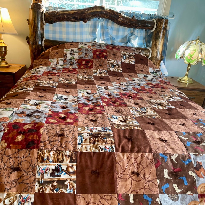 Western Quilt, Log Cabin Quilt, Queen Size Quilt, Patchwork Quilt, Custom Made Quilt, Sew Much Fun Quilt image 4