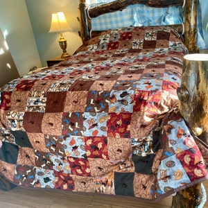 Western Quilt, Log Cabin Quilt, Queen Size Quilt, Patchwork Quilt, Custom Made Quilt, Sew Much Fun Quilt image 6