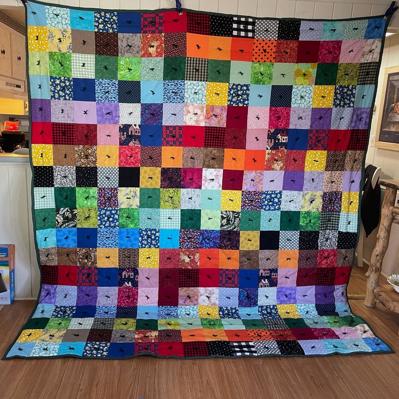 Colorful Patchwork Quilt, Oversized Queen Quilt, Patchwork Quilt, Scrap