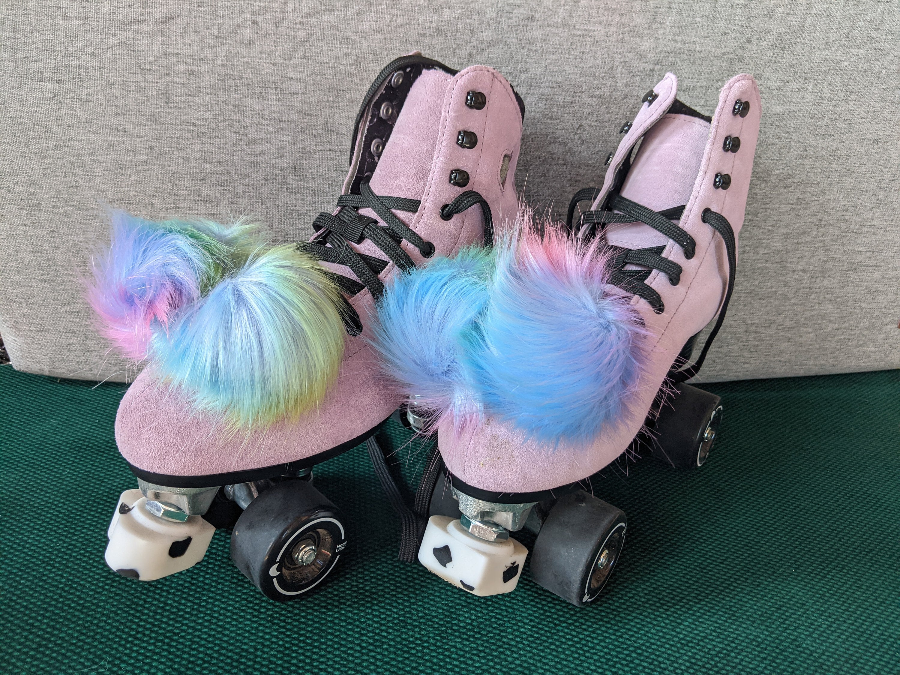 Roller Skate Pom Poms, Ranbow Pom Poms, Double Pom Poms, Sherbet Colors