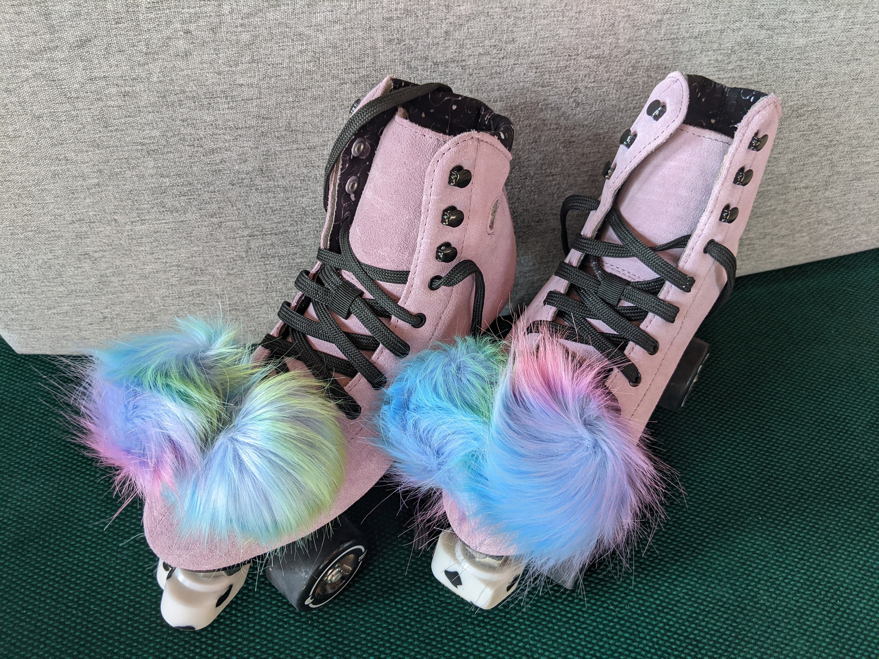 Roller Skate Pom Poms, Ranbow Pom Poms, Double Pom Poms, Sherbet Colors