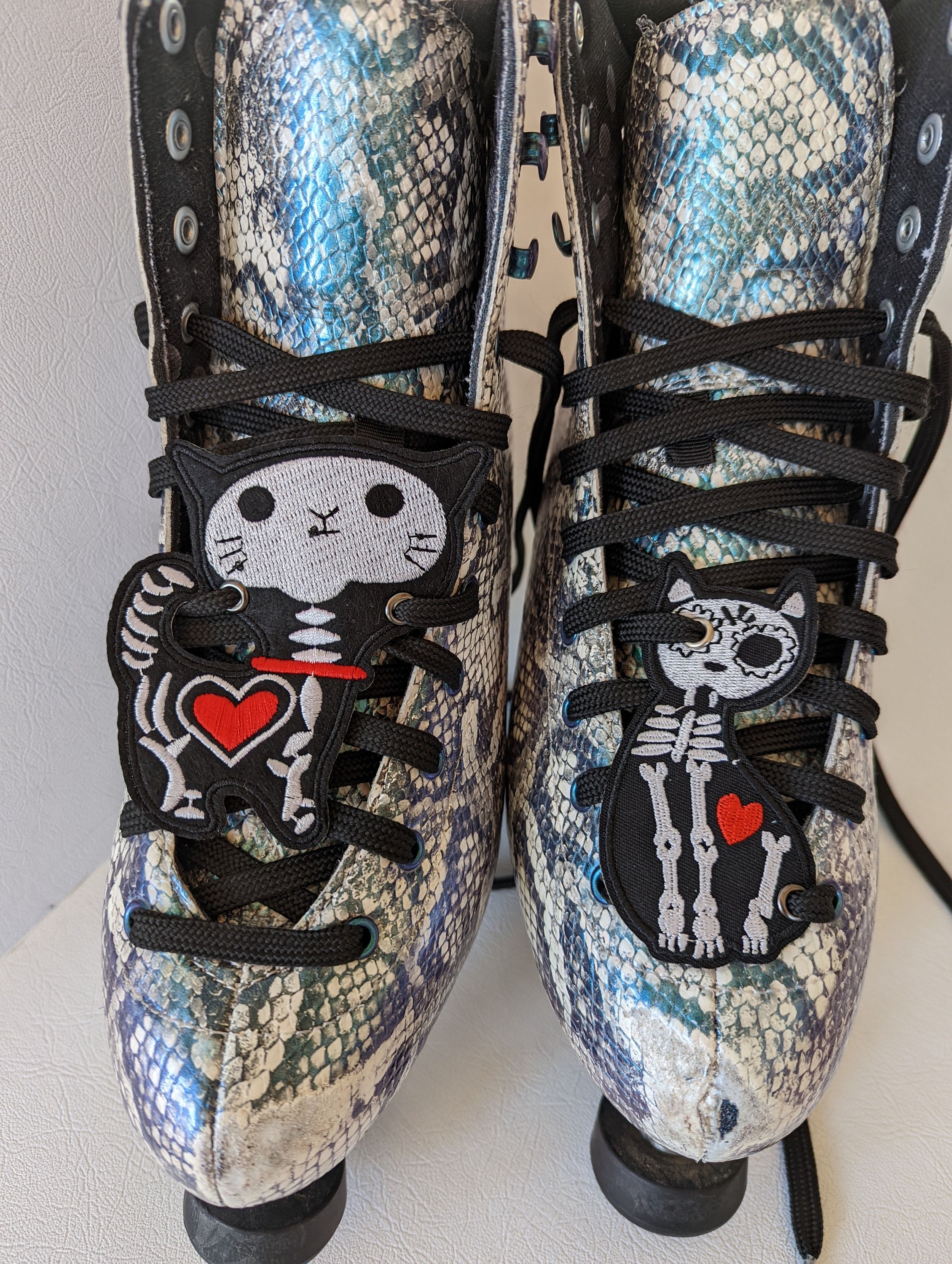 Cat Skeleton Roller Skate Lace Patch Cat Skeleton Patch Goth Etsy