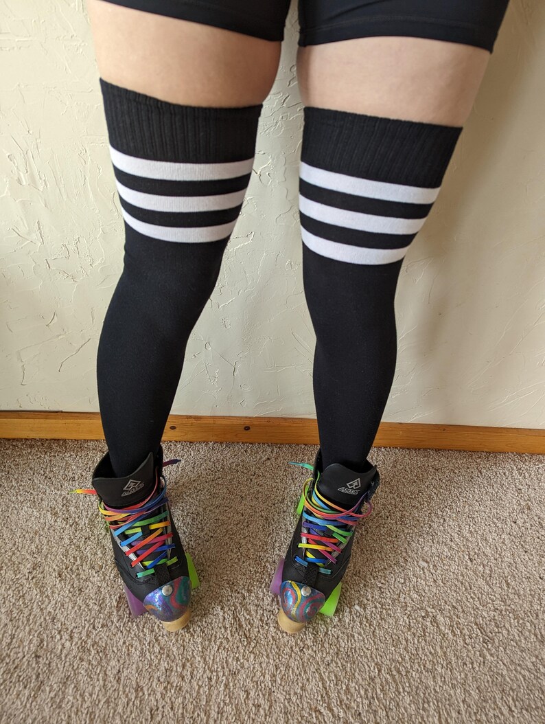 Roller Skate Socks Thigh High Socks Retro Socks Striped Etsy