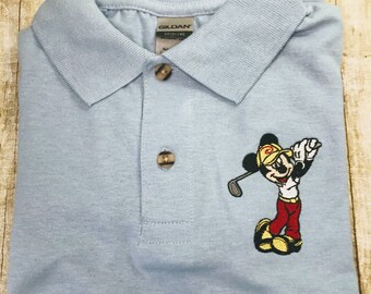 Golfing Mickey Mouse Embroidered Polo