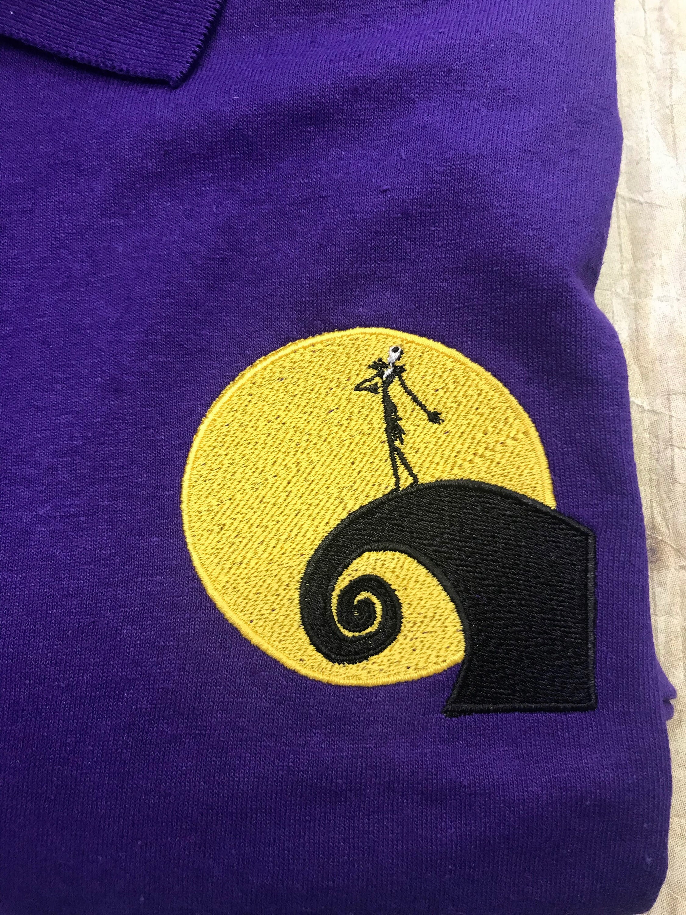 Nightmare Before Christmas Jack and Moon Embroidered Polo