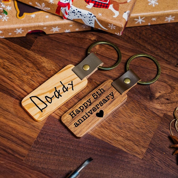 Fathers Day Gift Customized Keychain Wooden Keychain Handwriting keychain Engraved Keychain New House Gift,Mothers Day Gift